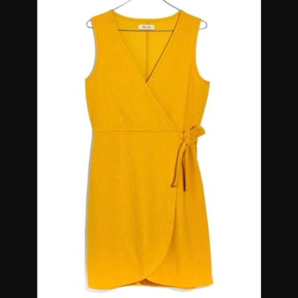 Madewell Crosshatch Side-Tie Dress Texture‎ & Thread Celestial Gold